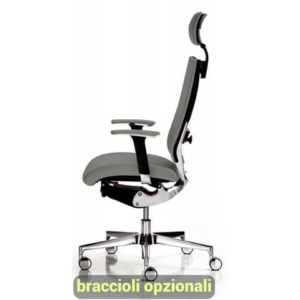 Sedia semidirezionale girevole Unisit Concept COTPG ergonomica con poggiatesta rivestimento ecopelle grigio COTPG/KG