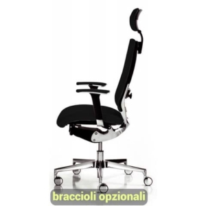 Sedia semidirezionale girevole Unisit Concept COTPG ergonomica con poggiatesta rivestimento ecopelle nero - COTPG/KN