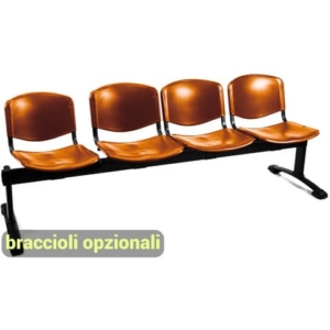 Panca 4 posti attesa Unisit Dado D54P - rivestimento Eco arancione D54P/EA