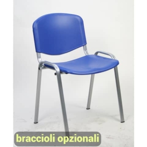 Sedia visitatore a 4 gambe Unisit Dado D5PC - struttura cromo - PPL blu - conf. 2 pezzi - D5PC/2/BL