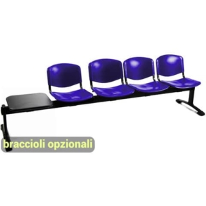 Panca 4 posti attesa Unisit Dado D5P4PT con tavolino - PPL blu D5P4PT/BL