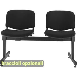 Panca 2 posti attesa Unisit Dado D52P - rivestimento ignifugo nero D52P/IN