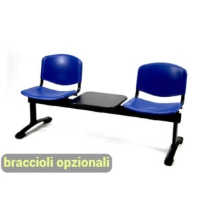 Panca 2 posti attesa Unisit Dado D5P2PT con tavolino - PPL blu D5P2PT/BL
