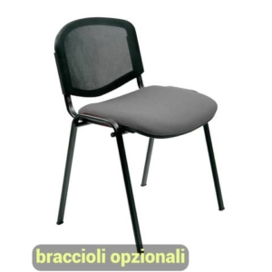 Sedia visitatore 4 gambe Unisit Dado D5N schienale in rete - rivestimento ignifugo grigio scuro Cf. 2 pz D5N/2/IT