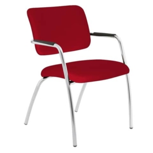 Sedia visitatore a 4 gambe Unisit Lithium LT4G struttura cromata - rivest. Eco rosso - LT4G/ER