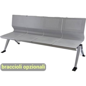 Panca 4 posti attesa Unisit Panair PA4P acciaio verniciato grigio - schienale forato traspirante - PA4P