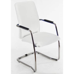 Sedia visitatore con slitta Unisit Lithium LTLTA schienale alto - rivest. pelle bianco - LTLTA/PQ