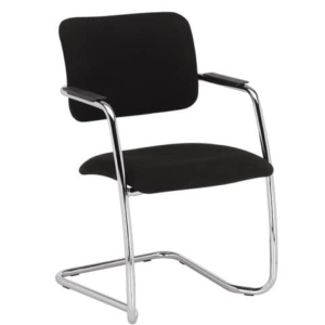 Sedia visitatore con slitta Unisit Lithium LTLT struttura cromata - rivest. ignifugo nero - impilabile LTLT/IN