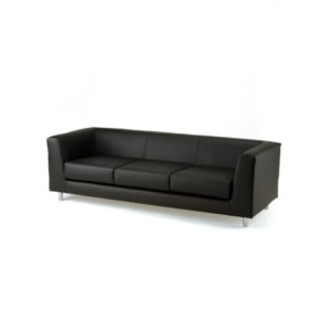 Divano attesa a 3 posti Unisit Quad QD3 schienale fisso - rivestimento in vera pelle nero - QD3/PN