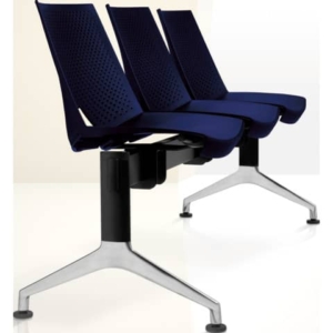 Panca 3 posti attesa Unisit Strike SK3PT con tavolino - schienale fisso - PPL blu - SK3PT/BL