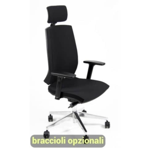 Sedia operativa girevole Unisit Larissa LR1SB con poggiatesta - rivestimento Eco nero - LR1SB/EN