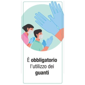 Adesivo segnaletico ''È obbligatorio l'utilizzo dei guanti'' 15x30 cm multicolore - 30034