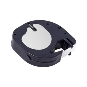 Nastro per etichettatrice Q-Connect compatibile con Dymo LetraTag - plastica nero/bianco - 12 mm x 4 m - KF18835