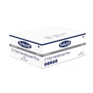 Asciugamani interfogliati piagatura a Z Bulkysoft 21,5x24 cm bianco Cf. 25 fascette da 150 fogli - 83380.E20