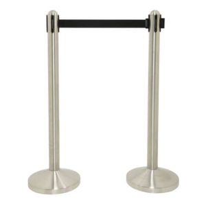 Colonnina segnapercorso Securit® in acciaio - nastro retrattile 2,1 m nero - 101x51x51 cm - RS-RT-RVS-BL-SET