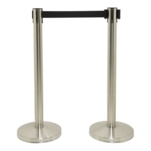 Set di 2 colonne segnapercorso Securit® 93x33x33 cm nastro retrattile nero 210 cm acciaio inox  grigio-nero RS-RT-LW-CH