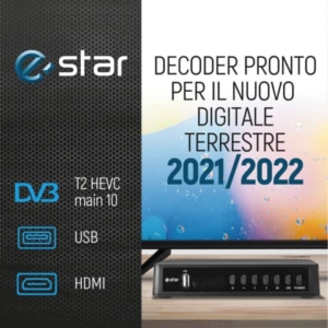 Ricevitore digitale terrestre eSTAR T2 618 UHD - DVBT-2 RJ45 nero - T2 618 UHD