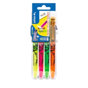 Evidenziatore a penna cancellabile Pilot Frixion Light - punta 3,3 mm - 4 colori - Set2go 4 pezzi - 009134