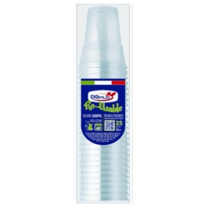 Bicchieri trasparente in polistirene Dopla 350 ml (300 L) conf. 25 pz - 22635