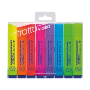 Evidenziatori Tratto Video 1-5 mm - assortiti - busta in Pet riciclato da 8 pezzi assortiti - F832100