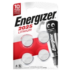 Batterie al litio a bottone Energizer Lithium BP4 3V CR2025 - conf. 4 pz rossa - E300849100