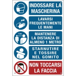 Cartello informativo 20x30 cm Cartelli Segnalatori ''Prescrizioni per i lavoratori per prevenire il contagio'' -