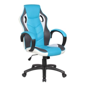 Poltrona gaming per adulti Serena Group Las Vegas L61 x P66 x H106/116 cm - bianco-azzurro - GA9381LA