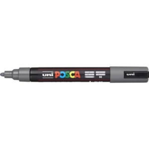 Marcatore a tempera POSCA Uni-Ball punta tonda 1,8-2,5 mm grigio profondo M PC5M GN