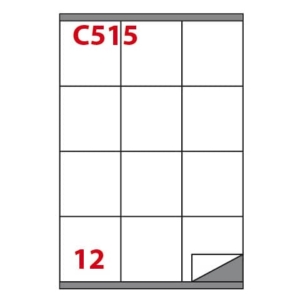 Etichette bianche permanenti Copiatabu C515 laser/Inkjet - 12 et./foglio - conf 100 fogli Markin 70x72 mm - X210C515