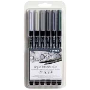 Pennarelli AQUA BRUSH DUO Set 6 pennarelli confezione appendibile Lyra colori grey set - L6521063