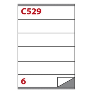 Etichette bianche Copiatabu C529 laser/inkjet - 6 et./foglio - conf. 100 fogli Markin 210x48 mm - X210C529