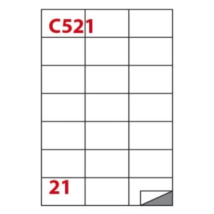 Etichette bianche permanenti Copiatabu C521 laser/inkjet - 21 et./foglio - conf. 100 fogli Markin 70x42,43 mm