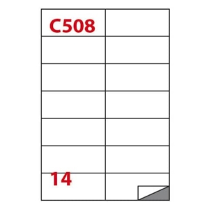 Etichette bianche permanenti Copiatabu C508 laser/inkjet - 14 et./foglio - conf. 100 fogli Markin 105x42,43 mm -