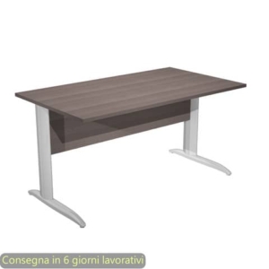 Scrivania piano frassino toscano 140x80xH.72 cm gamba a L in metallo effetto cromato Presto - 002K2/F/AR