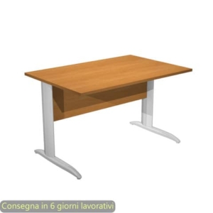 Scrivania piano noce chiaro 120x80xH.72 cm gamba a L in metallo effetto cromato linea Presto Artexport - 004K2/4/AR