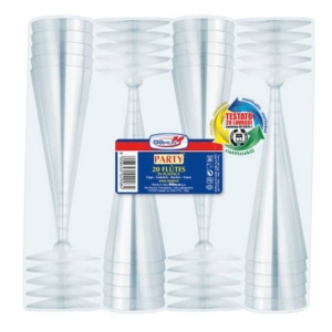 Bicchieri flutes in PS Diamant trasparente Dopla Reusable 120 ml - conf. 20 pz - 22069