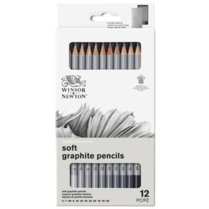 Scatola in metallo da 12 matite in grafite - durezze assortite Winsor&Newton nero - 0490007