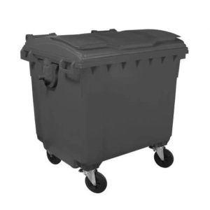 Cassonetto portarifiuti carrellato 1100 lt con coperchio piano e maniglie a labbro Mobil Plastic grigio -