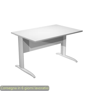Scrivania piano bianco 120x80xH.72 cm gamba a L in metallo grigio alluminio linea Presto Artexport - 004K2/3/AA