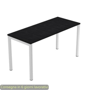 Scrivania piano nero venato frassino 140x60xH.72,5 cm gamba a ponte metallo grigio linea Presto Venere Plus - 652/8
