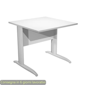 Scrivania piano bianco 80x80xH.72 cm gamba a L in metallo effetto cromato linea Presto Artexport - 001K2/3/AR