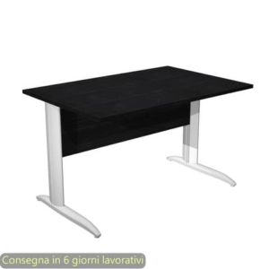 Scrivania piano nero venato frassino 120x80xH.72 cm gamba a L in metallo bianco opaco Presto Artexport 004K2/8/AN