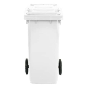 Bidone carrellato per raccolta differenziata 120 lt con coperchio PEHD Mobil Plastic bianco - 1/120/5-BIL