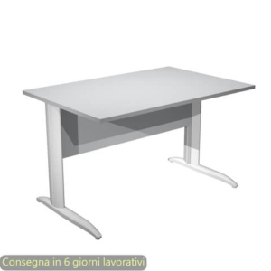 Scrivania piano grigio 120x80xH.72 cm gamba a L in metallo bianco opaco linea Presto Artexport - 004K2/9/AN