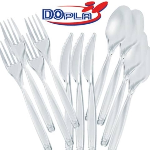 Forchette magnum Compact trasparenti in polistirene conf. 50 pz Dopla Reusable 177 mm - 3437