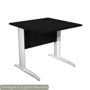 Scrivania piano nero venato frassino 80x80xH.72 cm gamba a L in metallo bianco opaco Presto Artexport 001K2/8/AN