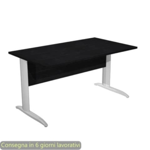 Scrivania piano nero venato frassino 140x80xH.72 cm gamba a L in metallo effetto cromato Presto - 002K2/8/AR