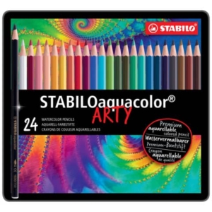 Matite colorate acquarellabili Stabilo aquacolor® scatole in metallo assortiti Conf. 24 pezzi - 1624-5