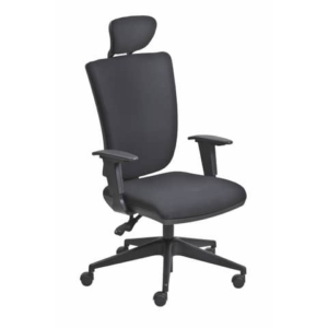 Poltrona semi-direzionale Seditaly Comfort tessuto ignifugo nero braccioli regolabili e poggiatesta - CMGPC4EAGB833