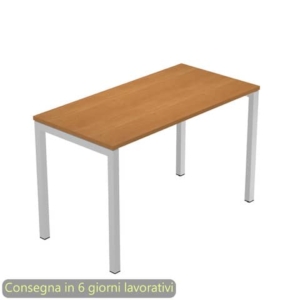 Scrivania piano noce chiaro 120x60xH.72,5 cm gamba a ponte metallo grigio linea Presto Venere Plus - 654/4